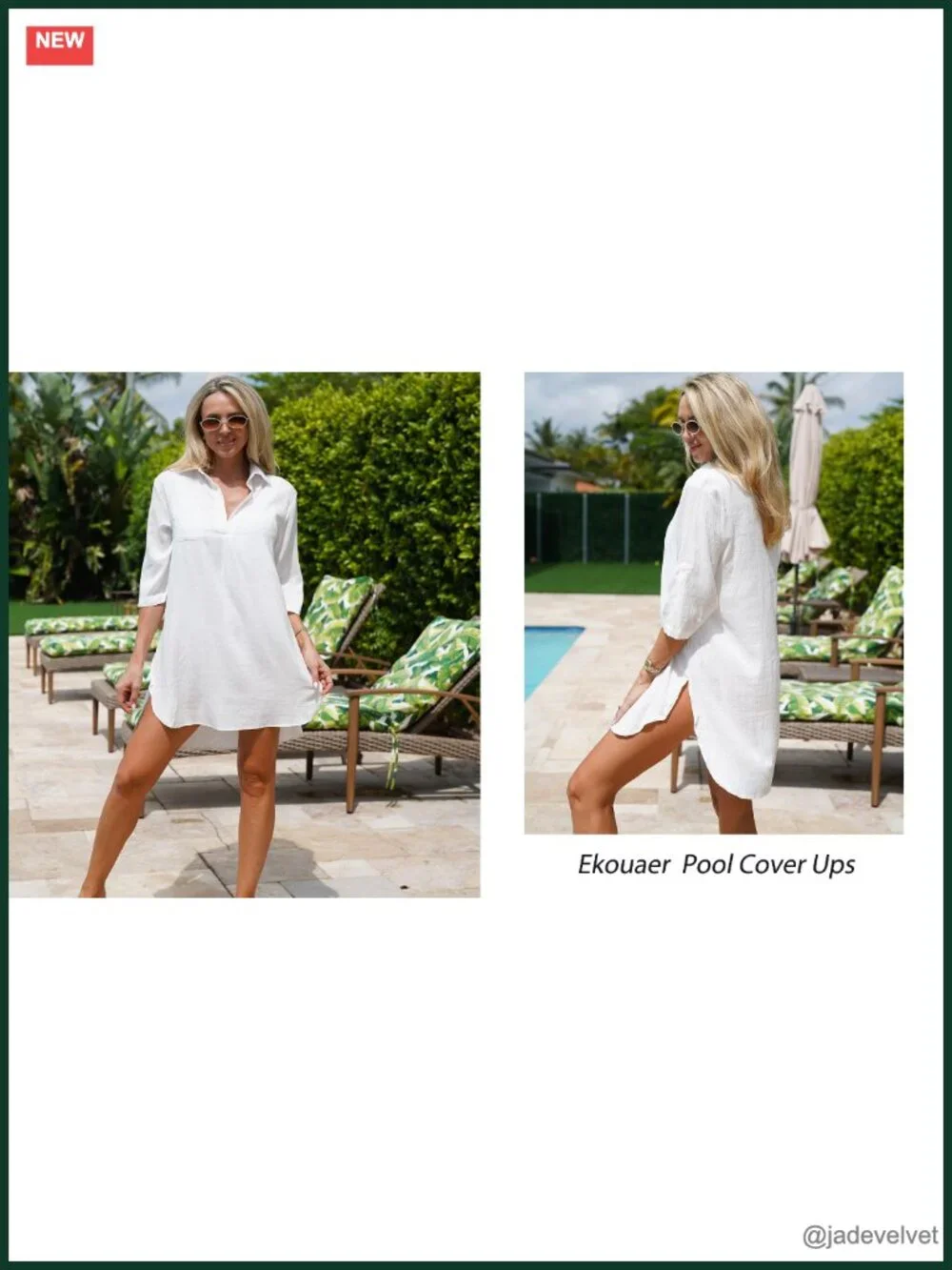 Deep V-Neck Swim Cover Up with Side Slit and Roll-Up Sleeves